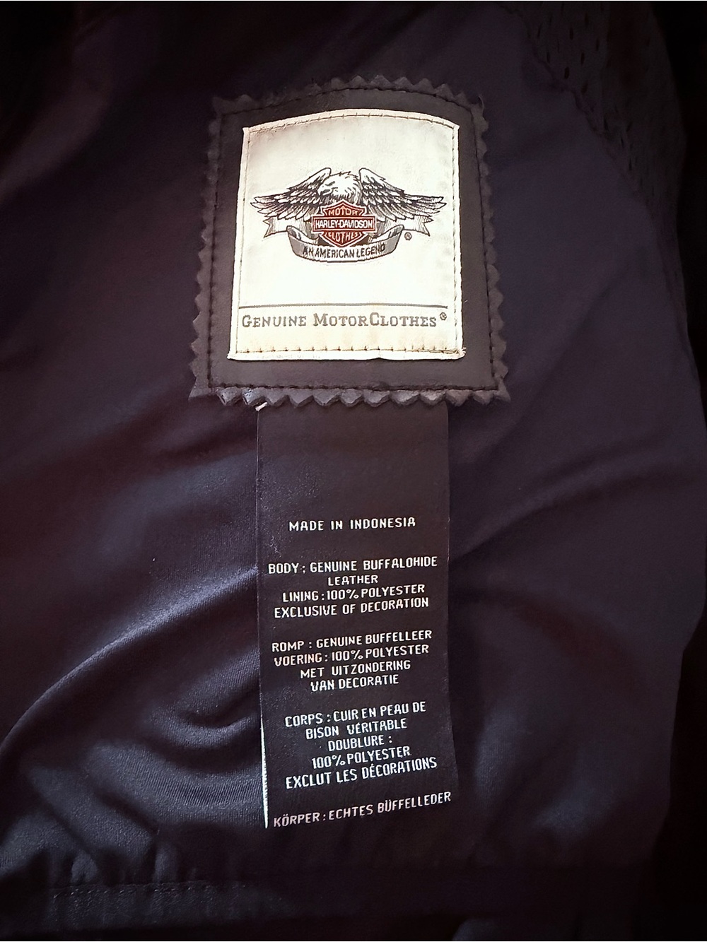 Harley-Davidson Black Leather Bomber Jacket with Embroidered Back Patch - Picture 7 of 9